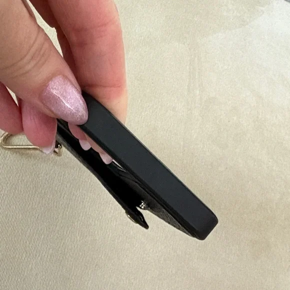 Bandolier Black Leather Phone Case with Gold Hardware - Picture 4 of 5